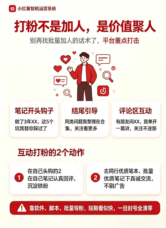 合规版:强调 “打粉不是加人,是价值聚人”。