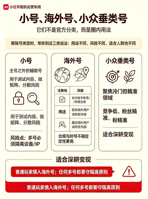 小号、海外号、小众垂类号分别是什么
